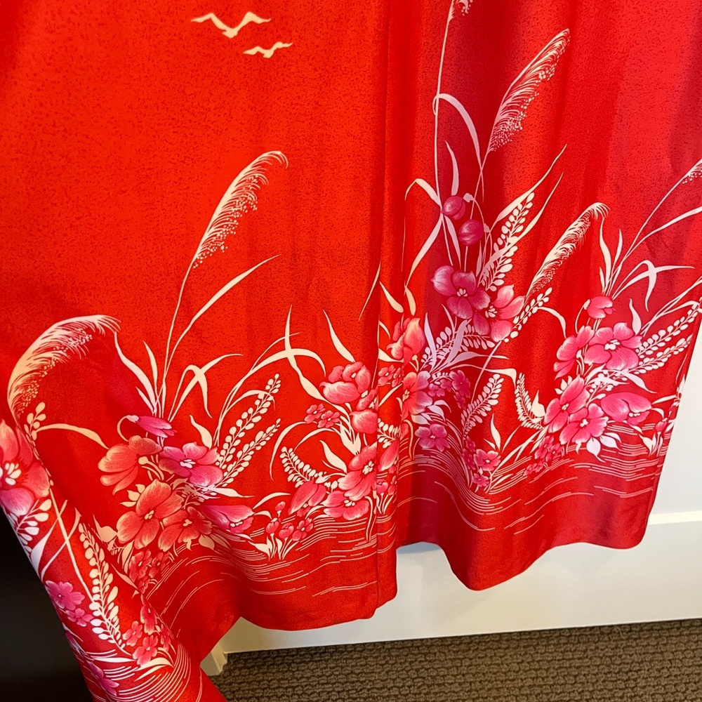 Vntg 70's Ja-Na of Hawaii Red and white floral maxi dress Retro Tropical sz 12 - Picture 11 of 12